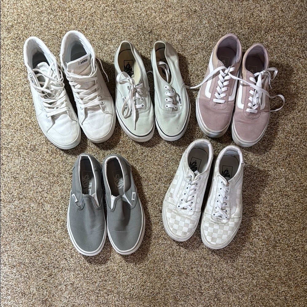 Vans Women's Sneakers Lot - White, Light Green, Pink, Gray, Checker White